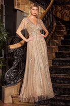 Ladivine CD0241 Surplice V-Neck Dress