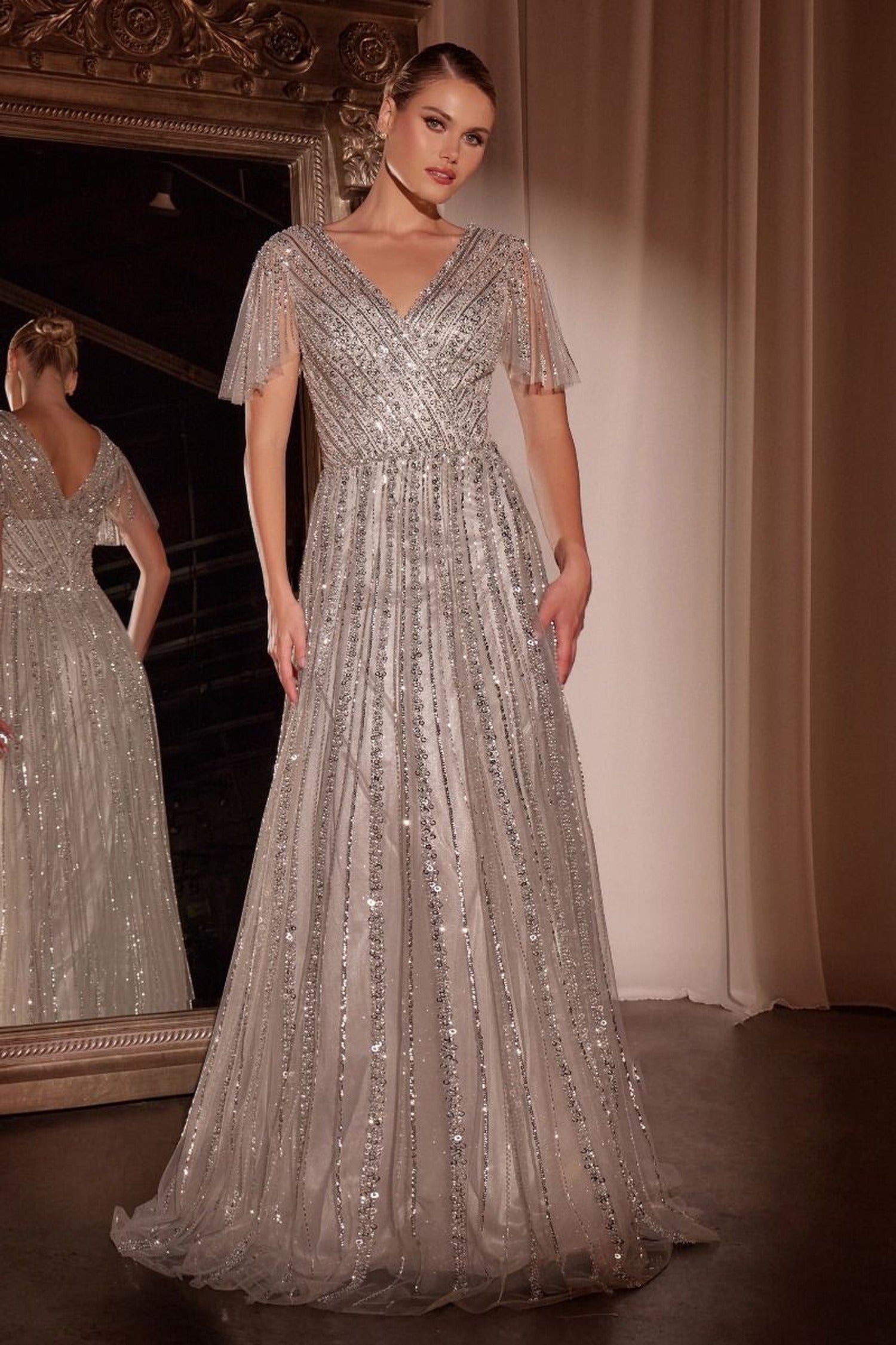 Ladivine CD0241 Surplice V-Neck Dress
