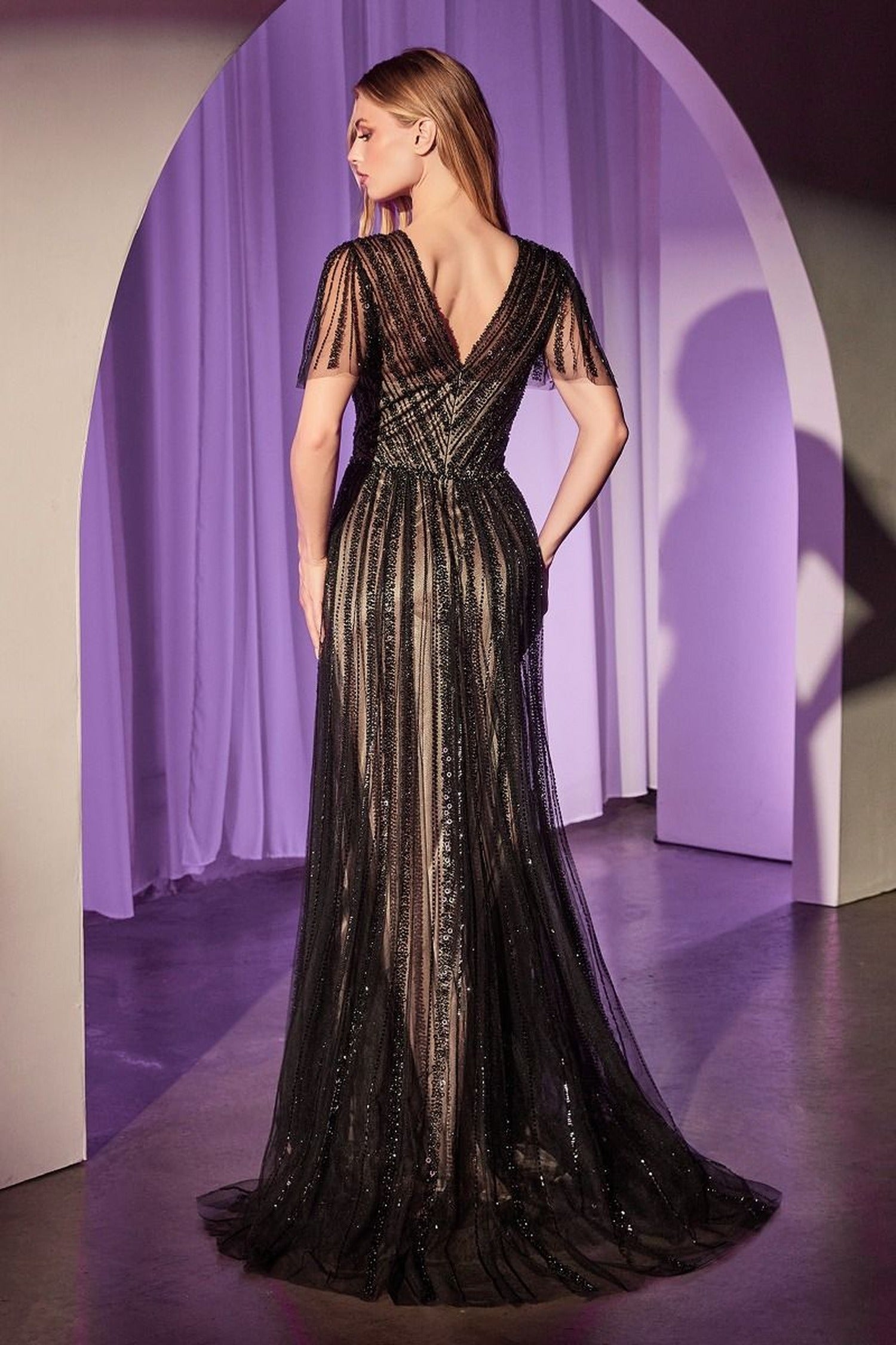 Ladivine CD0241 Surplice V-Neck Dress