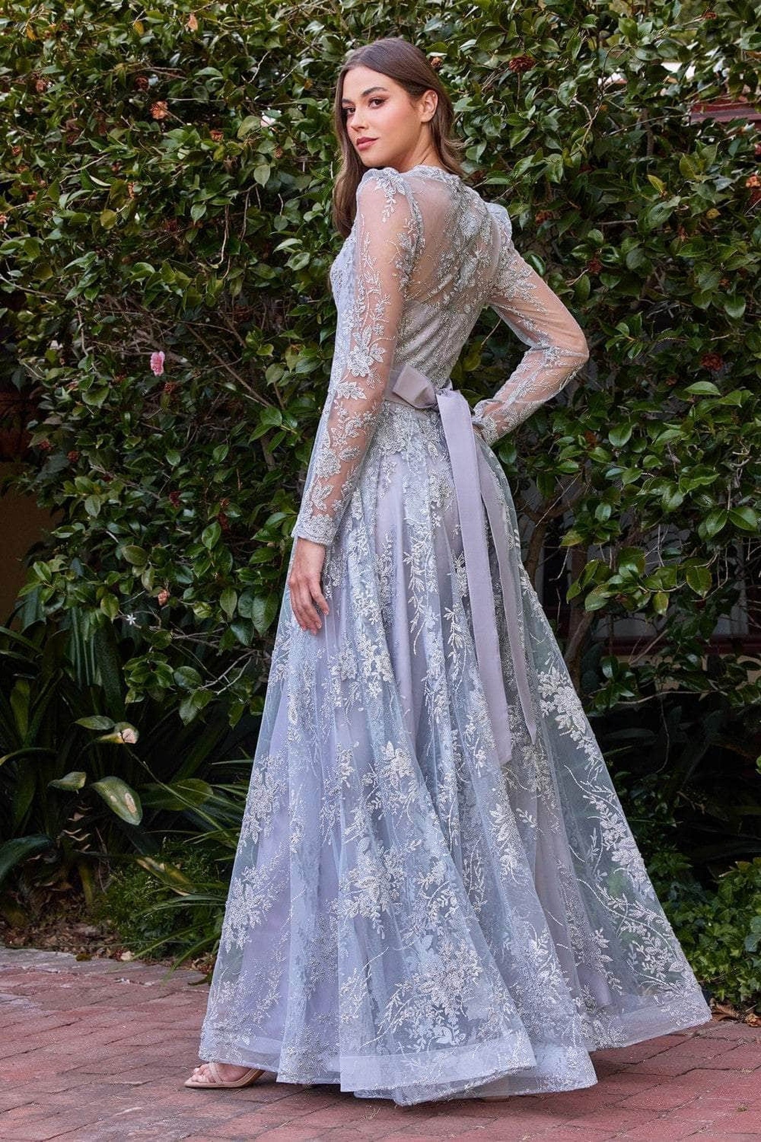 Ladivine CD233C - Long sleeve A-Line Gown