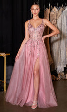 Ladivine CD2412 V-Neck Embellished Dress