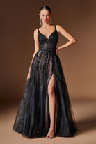 Ladivine CD2412 V-Neck Embellished Dress