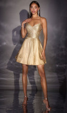 Ladivine CD2422 - A-Line Crystal Embellished Cocktail Dress - Silhouette Dresses
