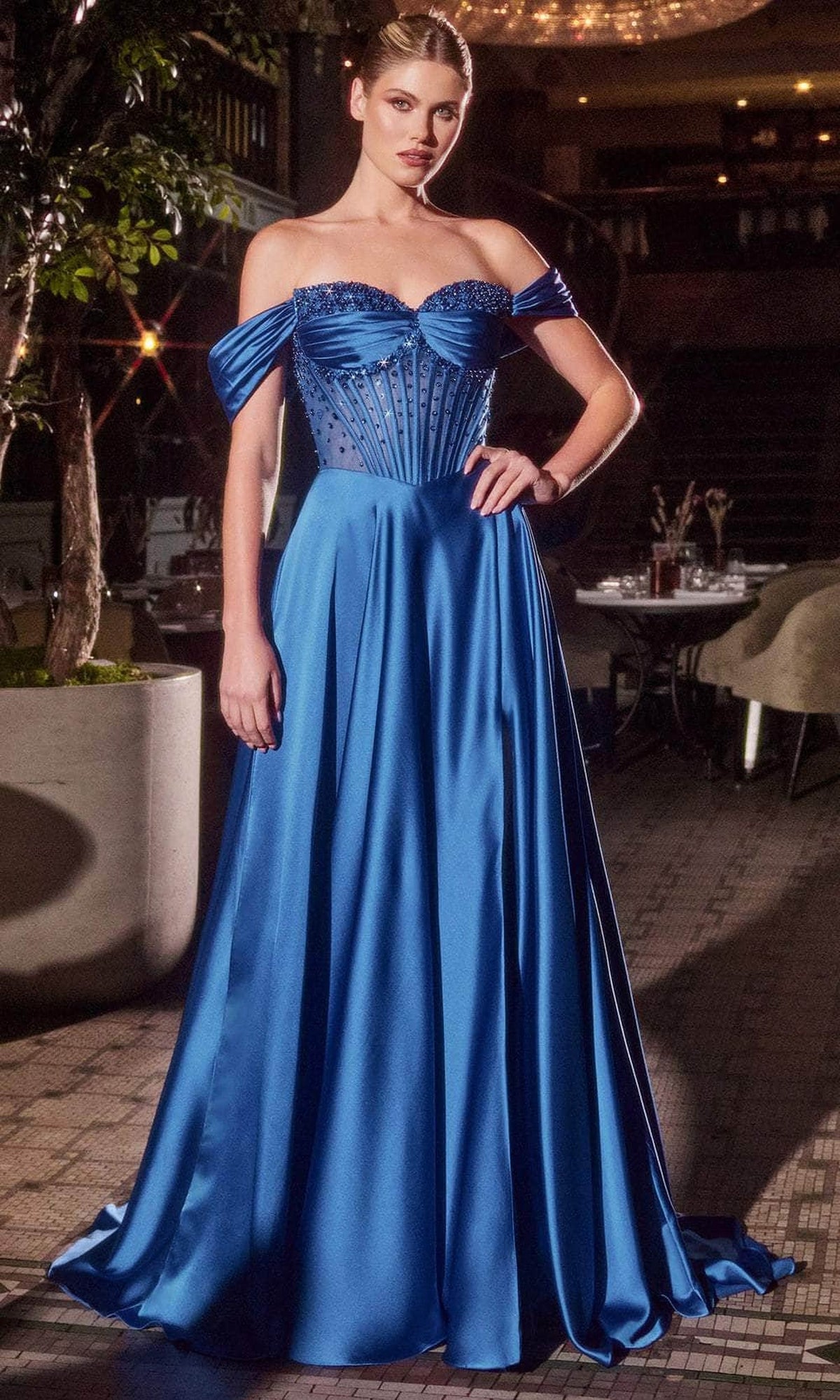 Ladivine CD297 - Pleated Sweetheart Evening Dress