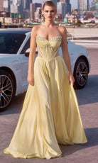 Ladivine CD297 - Pleated Sweetheart Evening Dress