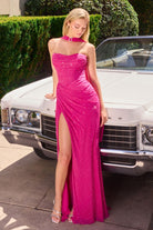 Ladivine CD388 Ruched Beaded Dress