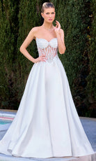 Ladivine CD389W - Beaded Corset Mikado A-Line Bridal Gown