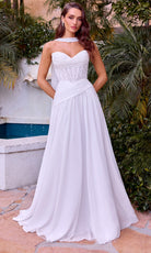 Ladivine CD395W - Ruched Chiffon A-Line Gown with Scarf