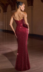 Ladivine CD396 - Cowl Neck Lace-Up Back Evening Gown
