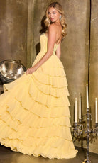 Ladivine CD402 - Tiered Ruffle Chiffon Gown with Slit