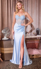 Ladivine CD405 - Beaded Corset Sweetheart Gown with Slit