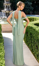 Ladivine CD406 - Off Shoulder Chiffon Gown with Scarf