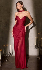 Ladivine CD406 - Off Shoulder Chiffon Gown with Scarf