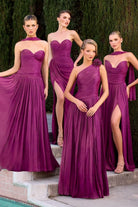 Ladivine CD410 - Pleated A-Line Gown with Scarf Detail