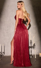 Ladivine CD410 - Pleated A-Line Gown with Scarf Detail