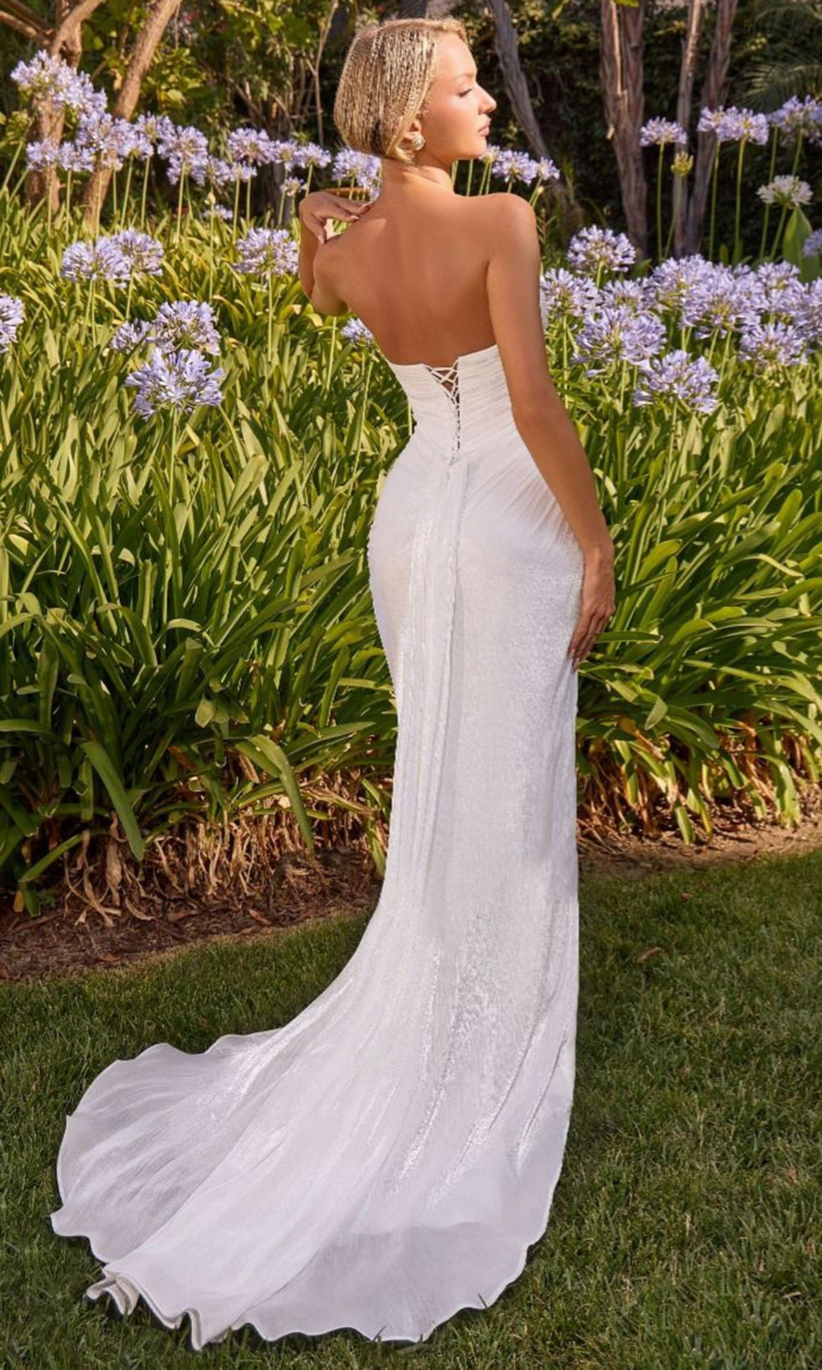 Ladivine CD411W - Ruched Sweetheart Bridal Gown with Slit