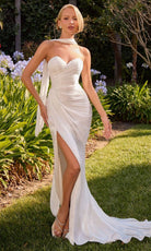 Ladivine CD411W - Ruched Sweetheart Bridal Gown with Slit