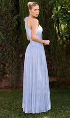 Ladivine CD415 - One Shoulder Pleated Gown with Floral Detail