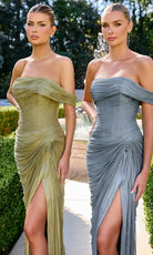 Ladivine CD416 - Ruched Detail Off Shoulder Evening Gown