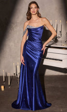 Ladivine CD420 Crystal Trim Ruched Dress