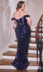 Ladivine CD422C - Sequin Skirt Off Shoulder Evening Gown