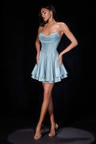 Ladivine CD425 - Cowl Neckline Corset Short Dress - Silhouette Dresses