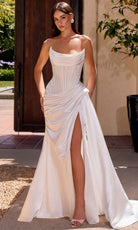 Ladivine CD636W High Slit Satin Bridal Dress