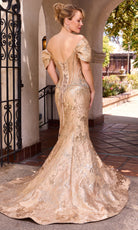 Ladivine CD641 Beaded Corset Jacquard Dress