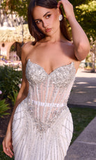 Ladivine CD643W Tulle Overskirt Strapless Bridal Dress
