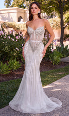 Ladivine CD643W Tulle Overskirt Strapless Bridal Dress