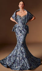 Ladivine CD655 - Floral Jacquard Sweetheart Prom Gown