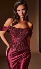 Ladivine CD656 - Beaded Corset Off Shoulder Prom Gown