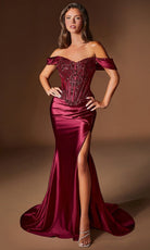 Ladivine CD656 - Beaded Corset Off Shoulder Prom Gown