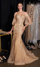 Ladivine CD659 - Bell Sleeve Embroidered Lace Prom Gown