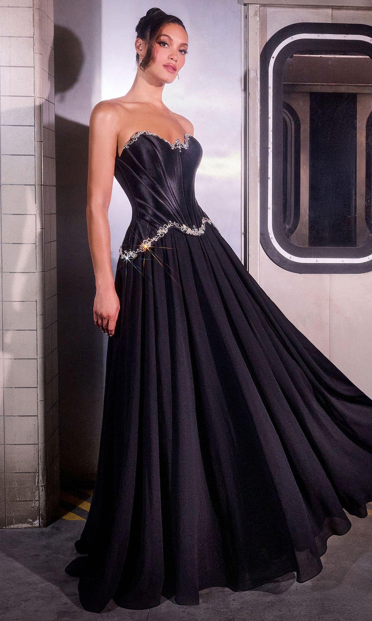 Ladivine CD668 - Strapless Corset Gown with Beaded Accent