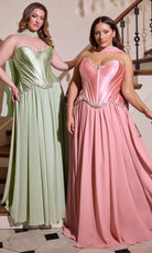 Ladivine CD668C - Satin Corset Beaded Trim Ballgown