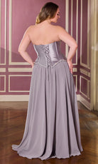 Ladivine CD668C - Satin Corset Beaded Trim Ballgown