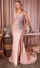 Ladivine CD677 - One Shoulder Beaded Illusion Gown