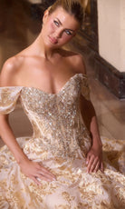 Ladivine CD682 - Off Shoulder Floral Jacquard Ballgown