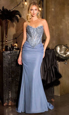 Ladivine CD683 - Beaded Mesh Sweetheart Fitted Gown