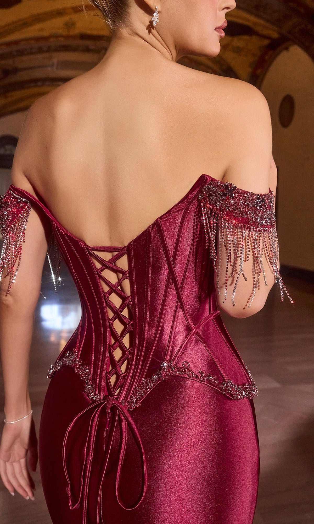 Ladivine CD688 Fringe Detail Corset Dress