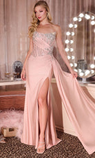 Ladivine CD689 - Beaded Ornate Scoop Satin Evening Gown