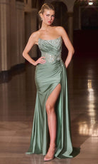 Ladivine CD689 - Beaded Ornate Scoop Satin Evening Gown