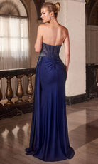 Ladivine CD689 - Beaded Ornate Scoop Satin Evening Gown