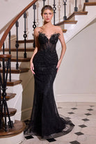 Ladivine CD715 - Beaded Illusion Mermaid Evening Gown