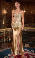 Ladivine CD718 - Sleeveless Sheath Gown with Beaded Bodice