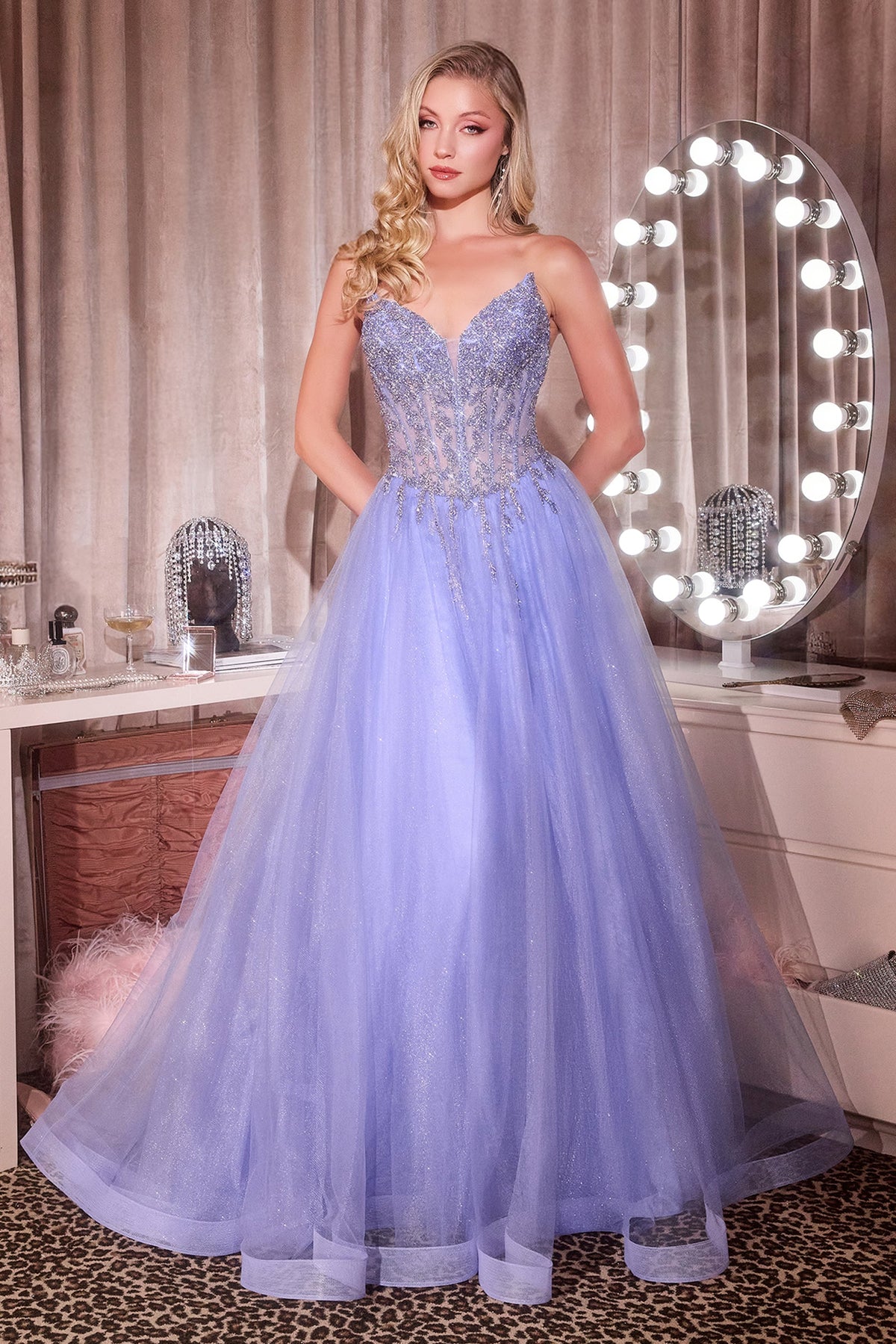 Ladivine CD721 A-Line Crystal Bodice Dress