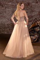 Ladivine CD721 A-Line Crystal Bodice Dress