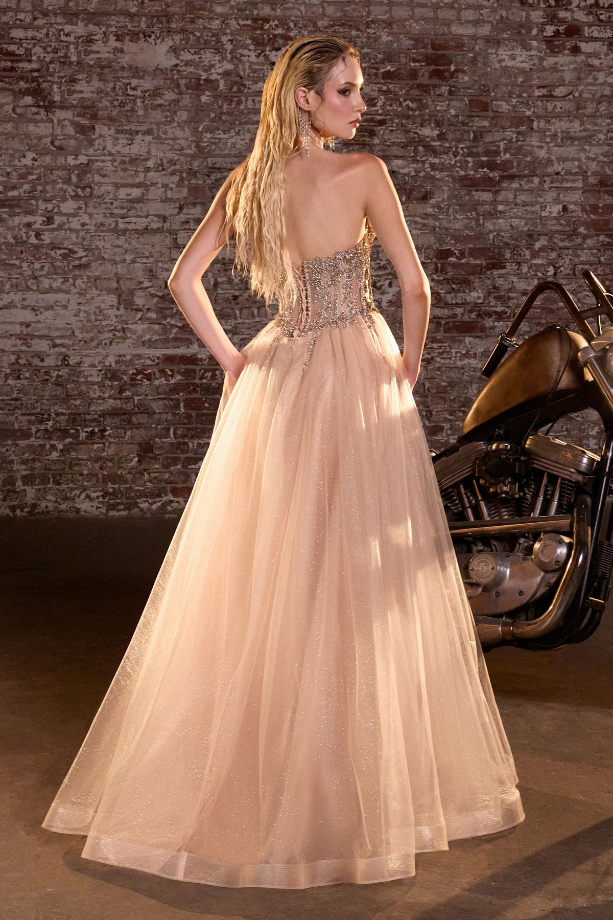 Ladivine CD721 A-Line Crystal Bodice Dress