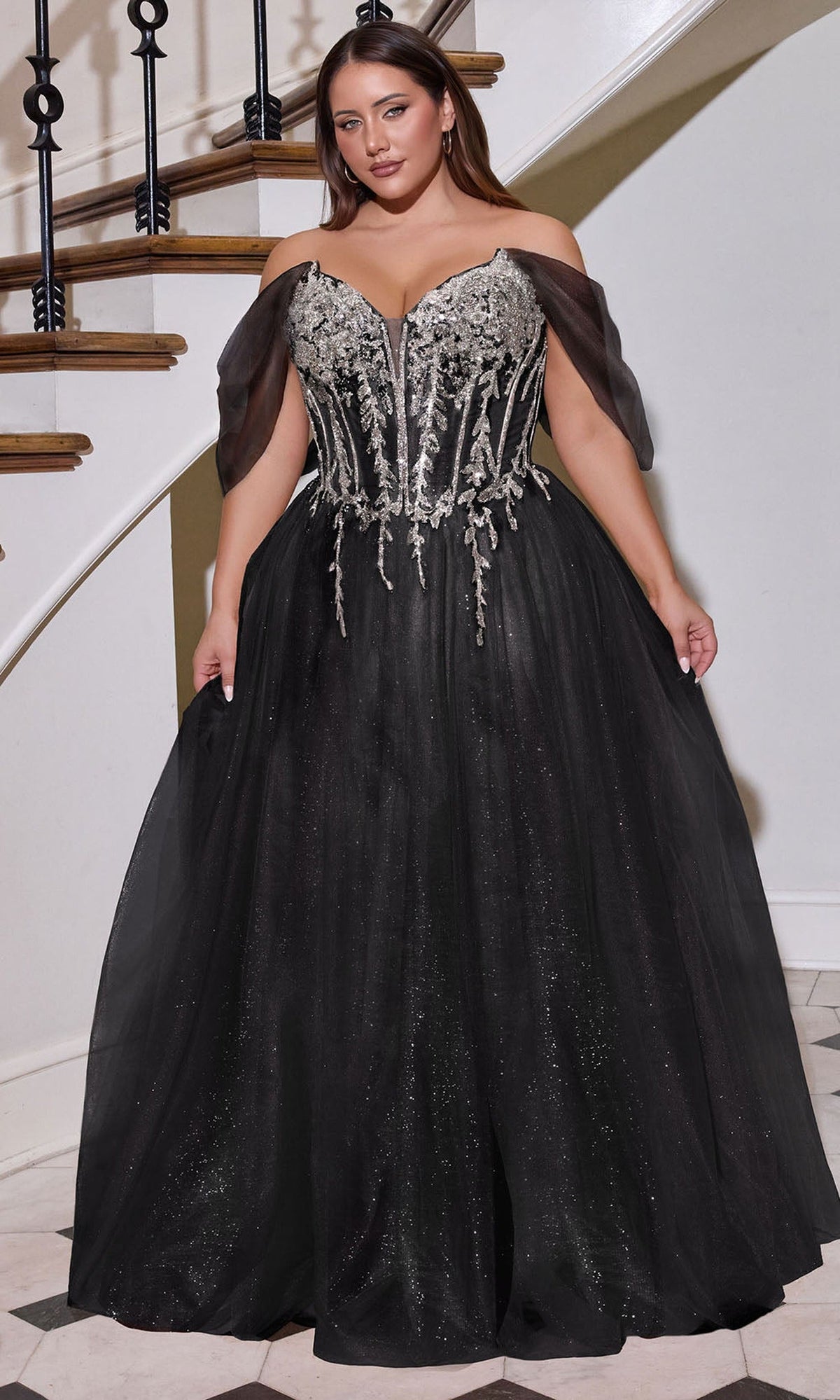 Ladivine CD721C - Off Shoulder Embellished A-Line Gown